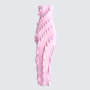 Finesse Blanche Pink Mesh Ruffle Dress